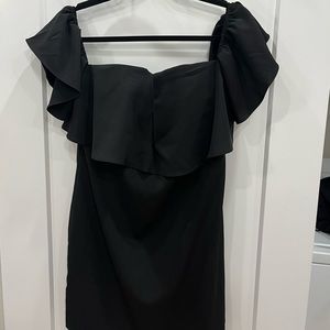 mini v neck dress with cap sleeve